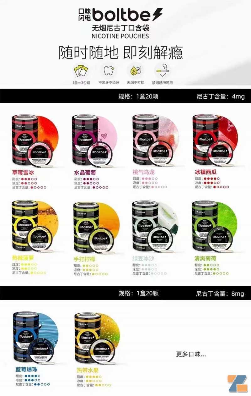 口味闪电无烟尼古丁口含袋都有什么口味