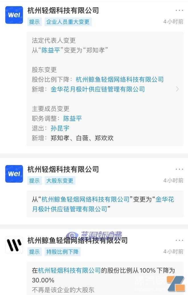 Wel鲸鱼电子烟运营公司大股东易主